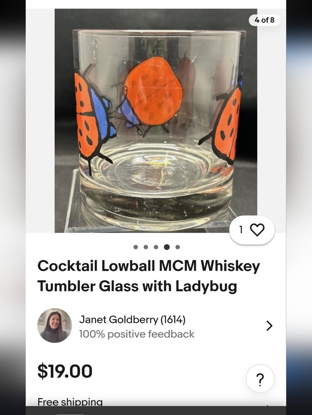 Clear Glass Tumbler lot of 2 with Red Ladybug Design - Picture 11 of 11
